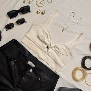 Forever 21 Cream Bow Crop Top